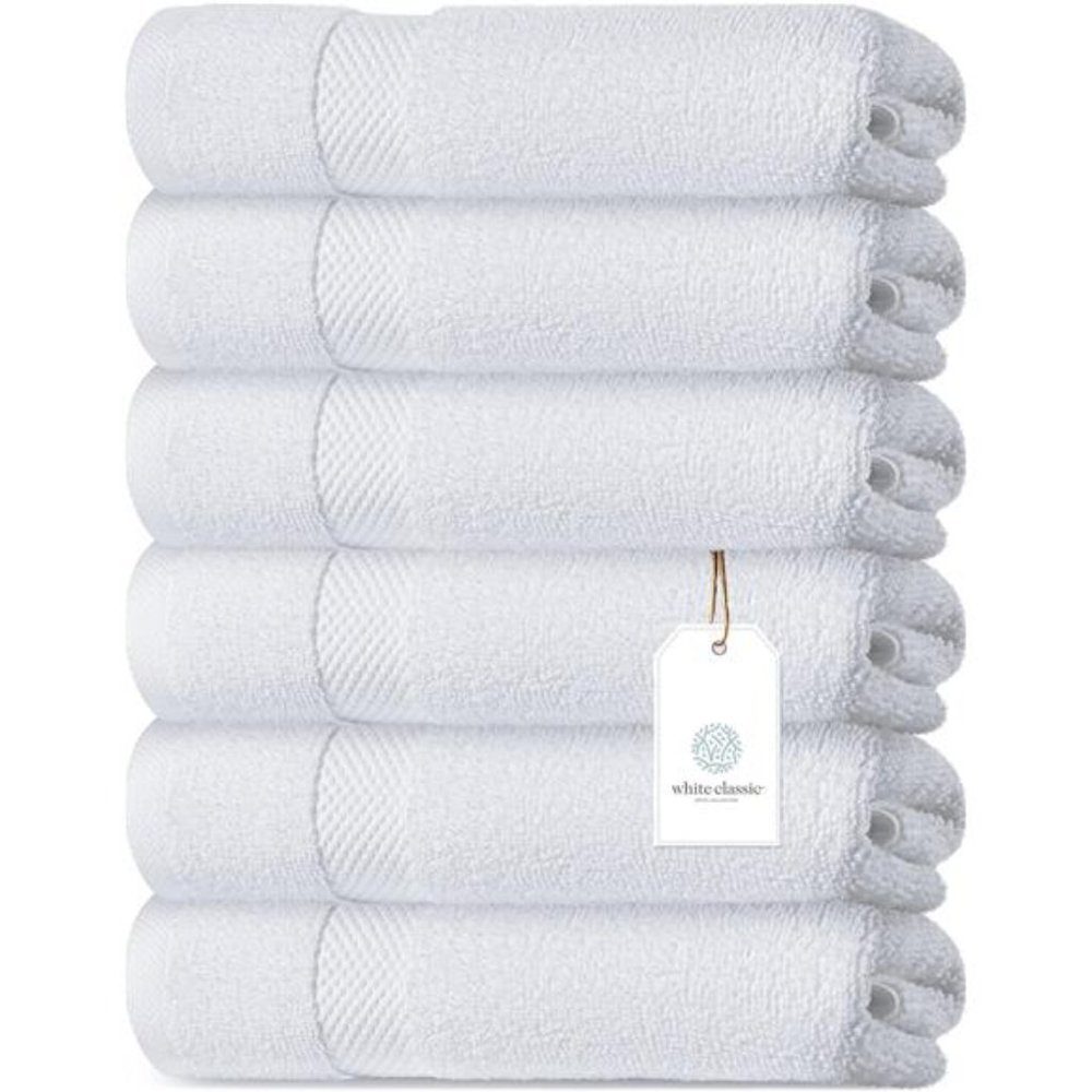 Luxury White Hand Towels - Soft Circlet Egyptian Cotton | Highly Absorbent